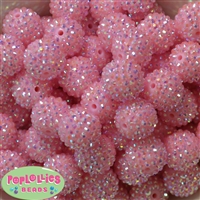 20mm Pale Pink Rhinestone Bubblegum Beads Bulk