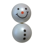 20mm Snowman Print on a White Matte Bead