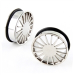 Single Flare Steel Ear Plug Tunnel Rings Stainless Surgical Wheel Design  body jewelry