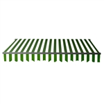 Retractable Patio Awning 10 x 8 Feet - Green and White Stripes with Black Frame - ALEKO