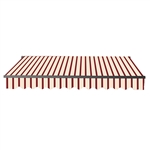 Retractable Patio Awning 10 x 8 Feet - Multi-Striped Red with Black Frame - ALEKO