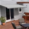 Motorized Retractable Patio Awning - 13X10 Feet - Grey and White Striped - ALEKO