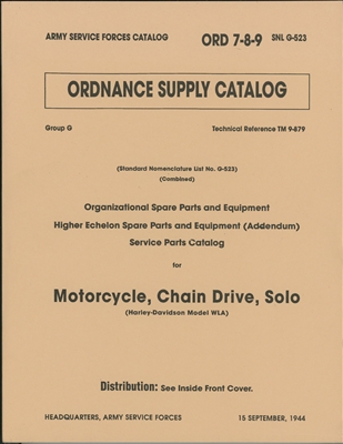 ORD 789 G523 Illustrated Parts Guide Harley WLA