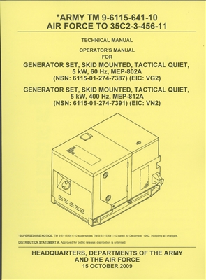 TM 9-6115-641-10 Operator's Manual for MEP 802A Generator