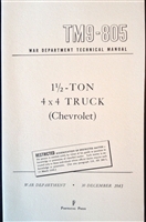TM 9-805 Operator and Repair Manual for Chevrolet 1 1/2 Ton 4x4 Truck (G506)