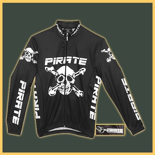 Pirate Long Sleeve Cycling Jersey BLACK Warm Up Jacket