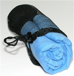 Large Ultra Microfiber Camp Bath Towel in mesh bag, blue, anti-bacterial