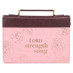 Bible Cover-Fashion/The Lord Is My Strength And My Song-Pink/Brown-LRG: 1220000139152