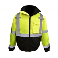 Radians SJ11QB Class3 High Visibility Weatherproof Bomber Jacket with Quilted Built-in Liner - Green