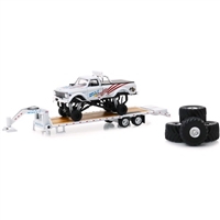 Greenlight Hobby Exclusive Diecast - 1970 Chevrolet K-10 (Legacy) White Monster Truck with Trailer & Tires