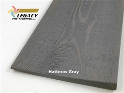 Cypress bevel siding prefinished in a rich custom gray stain called Hatteras Gray