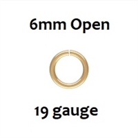 14KGF Open Jump Rings- 6mm, 19ga