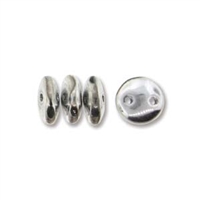 2-Hole Lentil Bead- 6mm - Silver