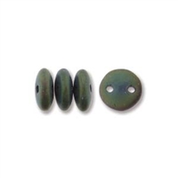 2-Hole Lentil Bead- 6mm- Matte Iris Green