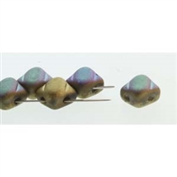 Silky Bead, 6mm, 2-Hole - Glittery Matte Amber