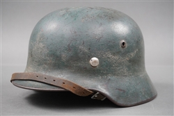 Original German WWII M35 Double Decal Camouflaged Luftwaffe Ex-White Washed Helmet Q66