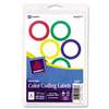 AVERY-DENNISON Printable Removable Color-Coding Labels, 1 1/4" dia, Assorted Borders, 400/BX