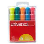 UNIVERSAL OFFICE PRODUCTS Desk Highlighter, Chisel Tip, Fluorescent Colors, 5/Set