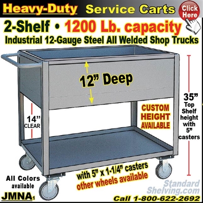 JMNA / Heavy Duty 12" Deep Shelf Service Cart