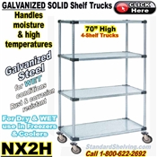 Galvanized Solid Steel 4-Shelf Trucks, 70"high / NX2H