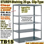"Sturdy-Shelf" 20-ga. Steel Shelving / Clip-Type / TB1S