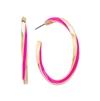 Hot Pink and Gold Twisted 1.5" Hoop Earring