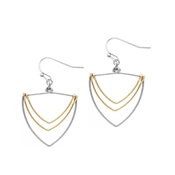 Silver and Gold Triangle Geometric 1.5" Earring