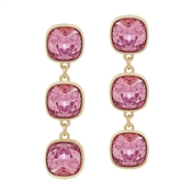 Pink Crystal Triple Drop 2" Earring