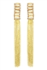 Light Pink Crystal Geometric Bar with Gold Tassel 3.5" Earring