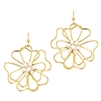 Gold Open Flower with White Crystal Accent 2" Earring