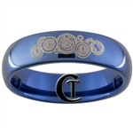 6mm Dome Blue Tungsten Carbide Doctor Who Gallifreyan Name of the Doctor Design Ring.