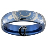 6mm Dome Blue Tungsten Carbide Doctor Who Gallifreyan Design Ring.