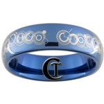 6mm Dome Blue Tungsten Carbide Doctor Who Gallifreyan- Together Forever Design Ring.