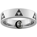 6mm Pipe Tungsten Legend of Zelda Multiple Triforce Design Ring.