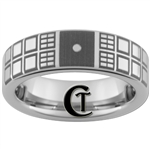 6mm Pipe Tungsten Carbide Doctor Who Tardis Design With Custom Saying On Back