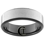 7mm Black Beveled Tungsten Carbide Stone Finish Ring