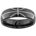 7mm Black Dome Tungsten Carbide Basketball Design