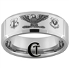 8mm Beveled Tungsten Carbide Air Force Air National Guard Colonel Eagle Design Ring.