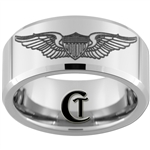 10mm Beveled Tungsten Carbide U.S. Air Force Pilot Wings Design Ring.