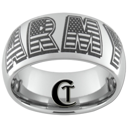 10mm Dome Tungsten Carbide ARMY American Flag Design Ring.