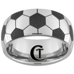 10mm Dome Tungsten Carbide Soccer Design Ring