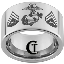 12mm Pipe Tungsten Carbide Marines Corporal Design Ring.