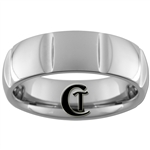 **Clearance** 7mm Side Grooved Dome Tungsten Carbide Ring - Sizes 6 1/2, 7 1/2, 8, 8 1/2