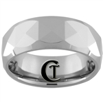**Clearance** 8mm Beveled Tungsten Carbide Faceted Design - Sizes 8, 8 1/2