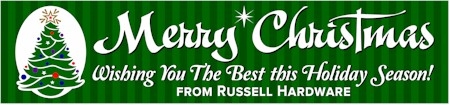 Classic Merry Christmas Banner in Green with Colorful Tree