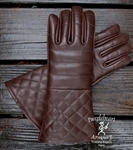 Padded Leather Gloves Brown
