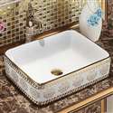 Prato Mosaic Gold Rectangular Bathroom Sink with Drain