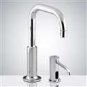 Fontana Vienna Electronic Commercial Automatic Sensor Faucet in Chrome with Matching Sensor Soap Dispenser for Restrooms