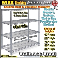 WSSSS * STAINLESS STEEL Wire Shelving