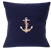 Anchor with Garland of Flowers on Navy Blue Nautical Pillow | Nantucket Bound